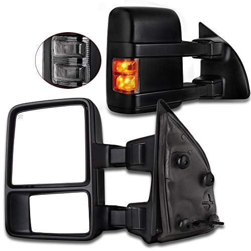 SCITOO Towing Mirrors fit 2003-2007 Ford F250 F350 F450 F550 Super Duty 2003-2005 Ford Excursion Manual Led Smoke Turn Signals Pair Mirrors 